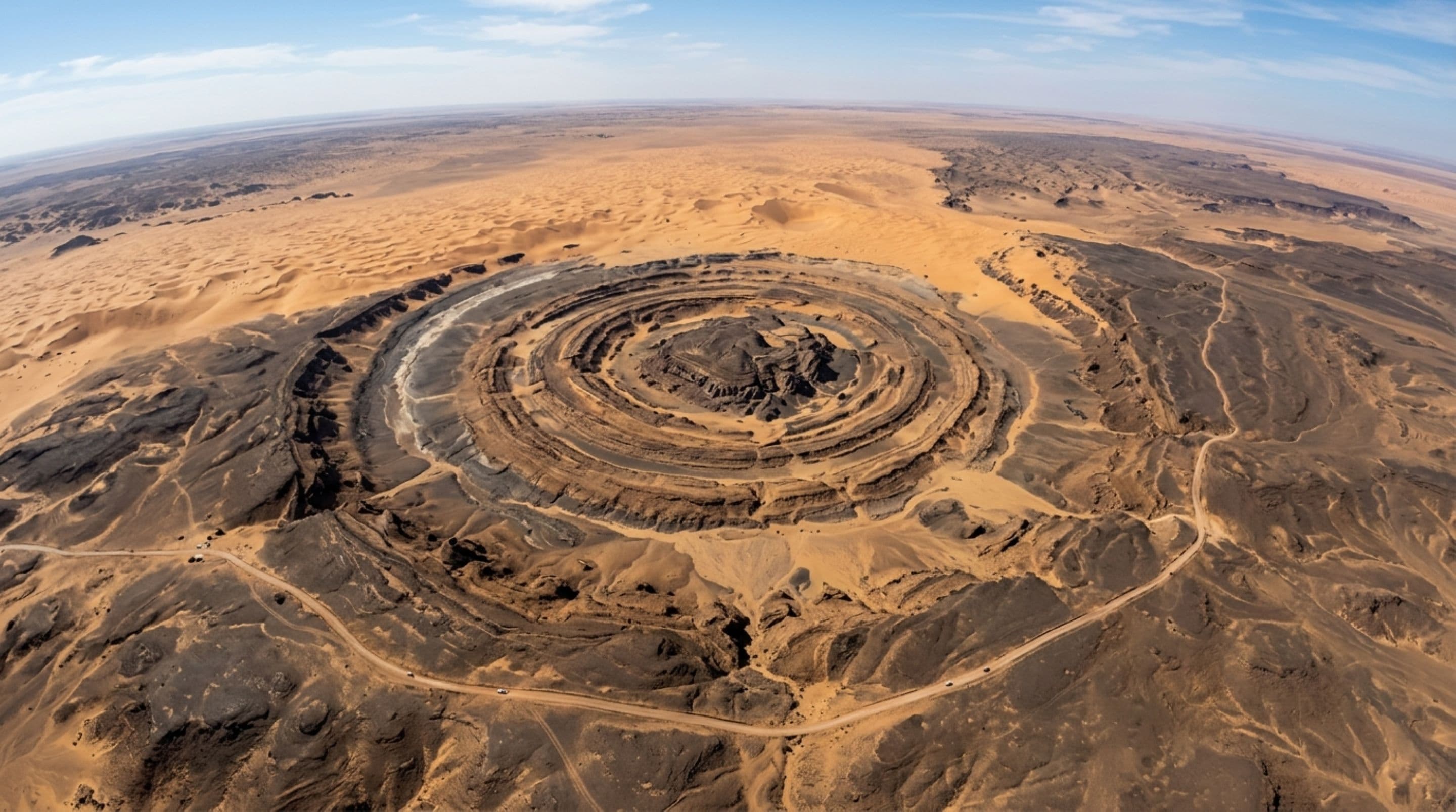 Estrutura de Richat apresenta anéis gigantescos no deserto da Mauritânia