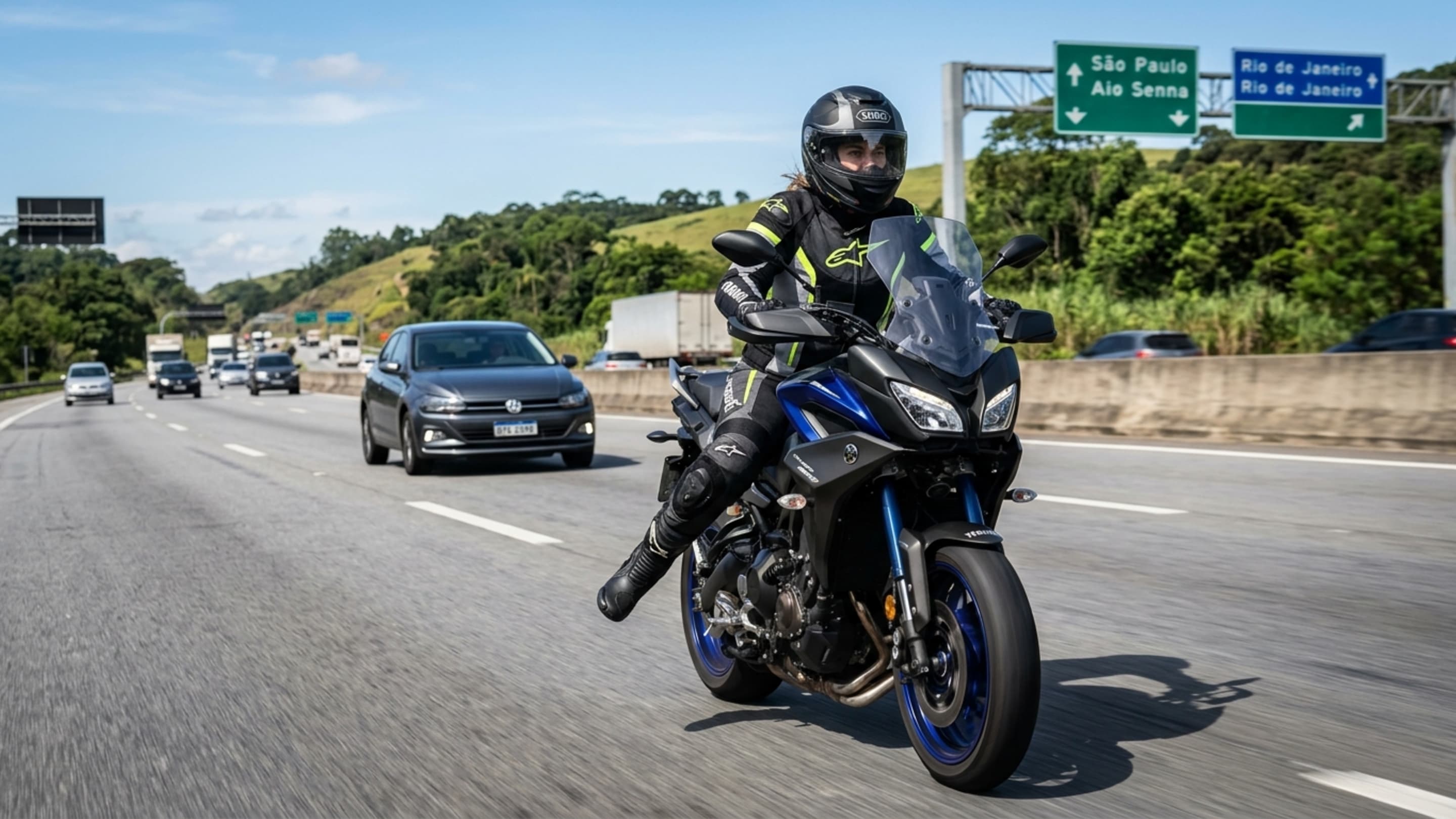 Motociclistas que esticam a perna durante a pilotagem podem estar sinalizando perigo